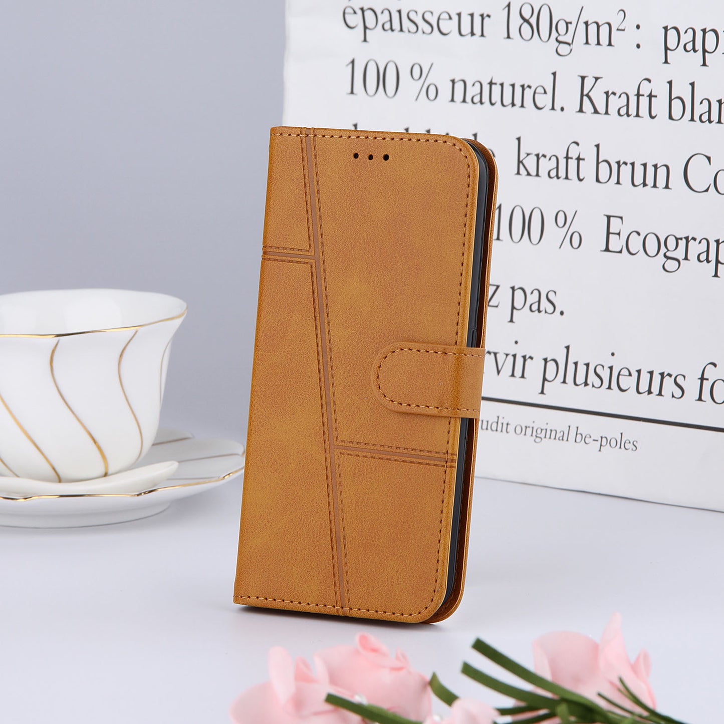 Simple Two-Tone Calfskin Phone Case For Huawei,1010