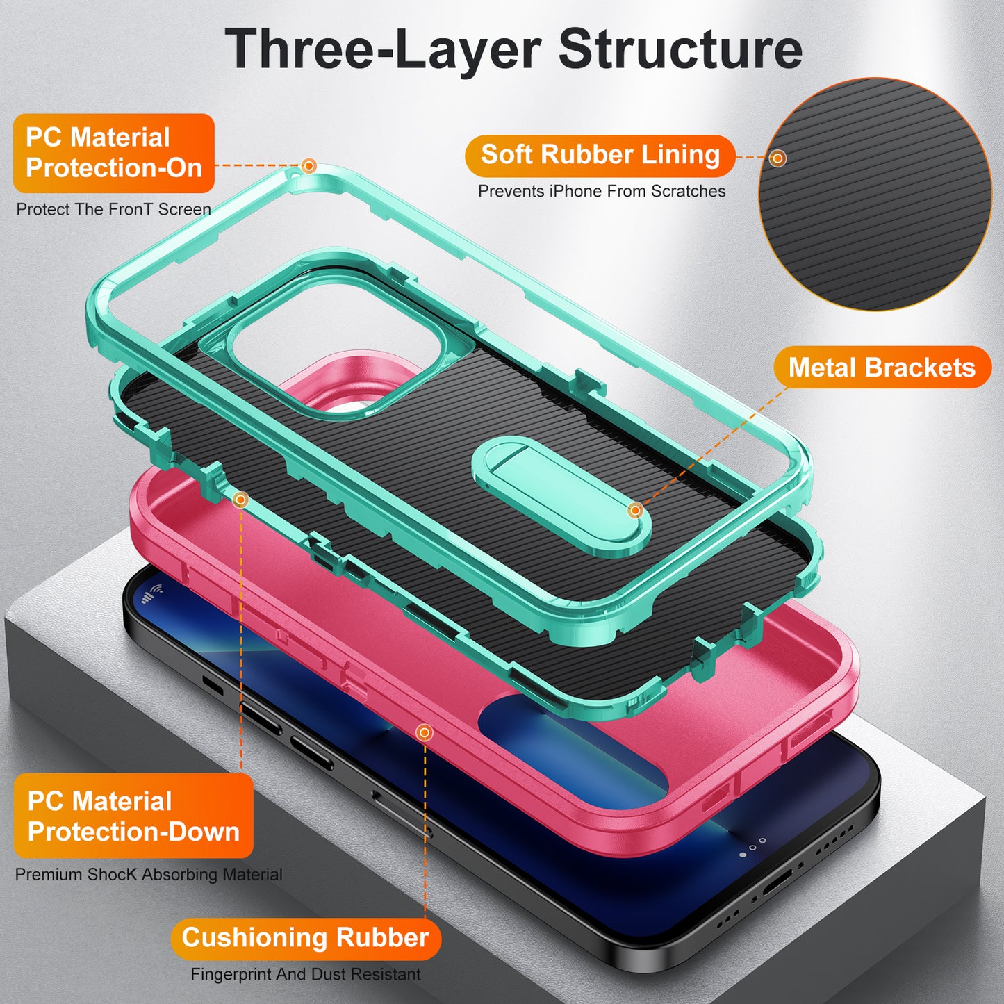 PC+TPU+PC Three-In-One Mobile Phone Case With Bracket For Motorola,60223