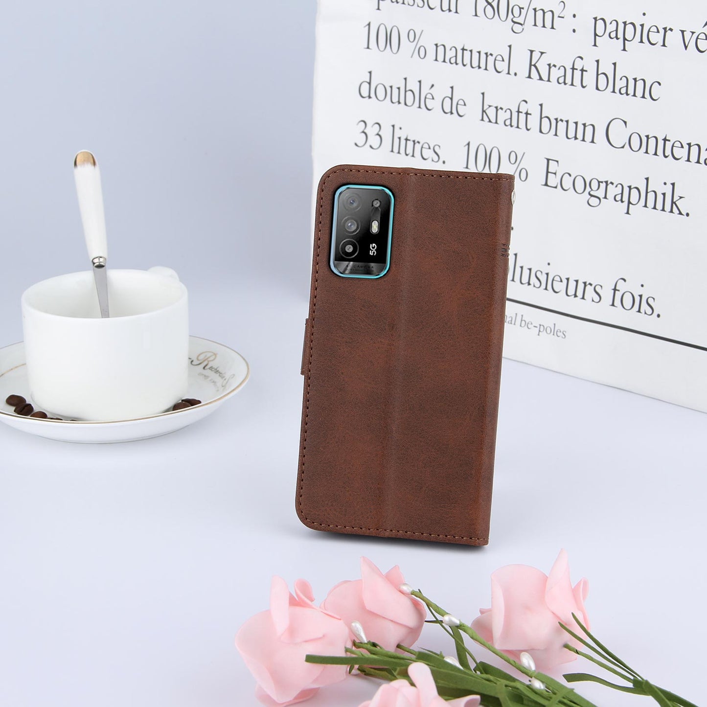Simple Two-Tone Calfskin Phone Case For Nothing,1010