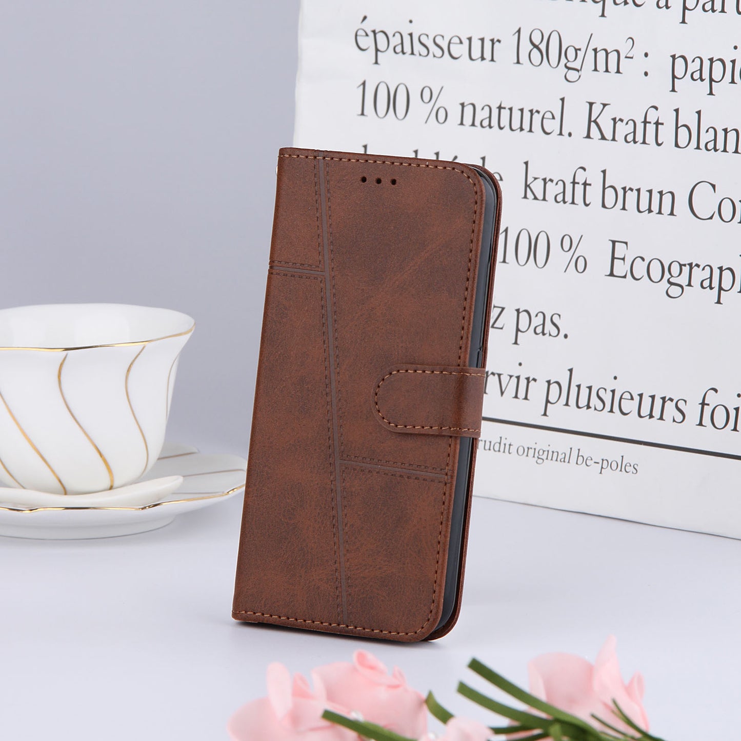 Simple Two-Tone Calfskin Phone Case For Xiaomi,1010