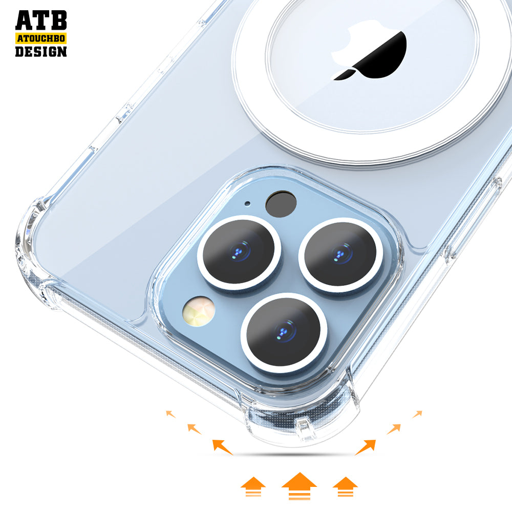 Atouchbo Gorilla Transparent Armor Mag Safe Phone Case 14 1.5mm Tpu PC Cover For Iphone 13 Xs Max Xr 11 12 14 Pro Max Cases