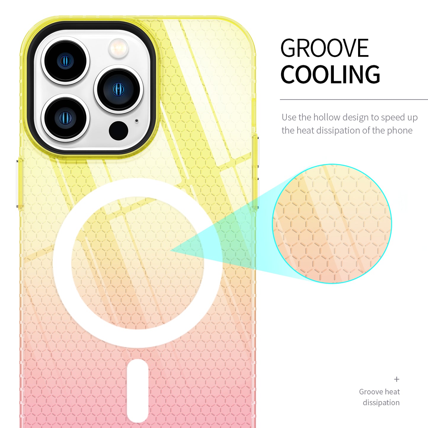 new Design Shockproof Gradual Color Magnetic Gradient Wireless Charger Phone Case for iPhone 14