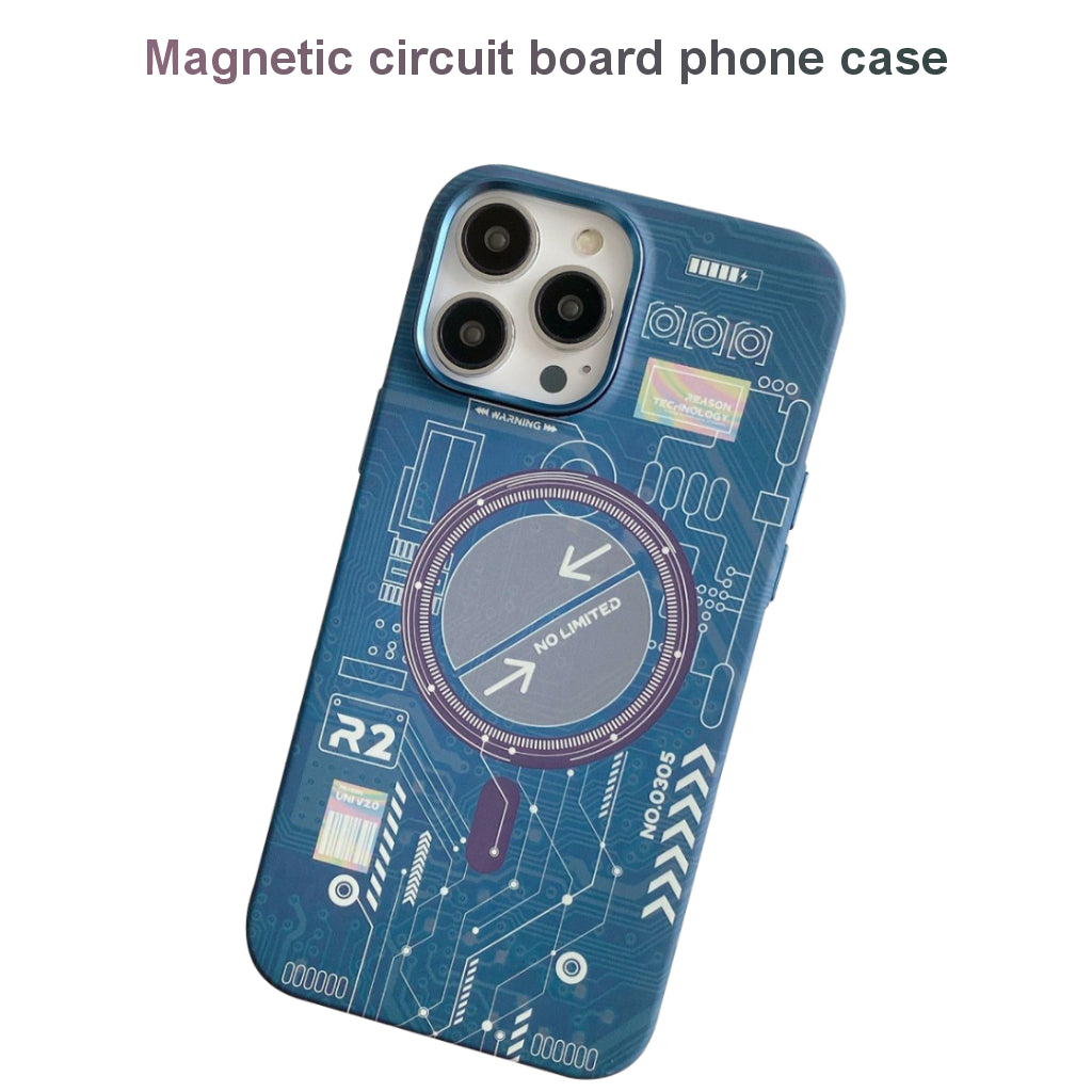 Magnetic circuit board phone case for iPhone 14 with fashionable design and protective features