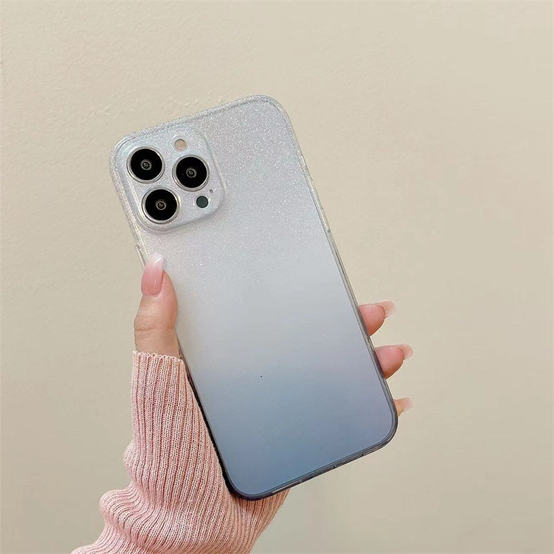 Luxury Cute Glitter Pc Soft Dyed Bumper Protective Cover Transparent Colorful Gradient Phone Case For Iphone 11