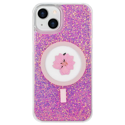 Factory Direct Sale Girl Glitter Powder Clear Epoxy Magnetic Phone Case for iPhone 14 13 12 Pro Max