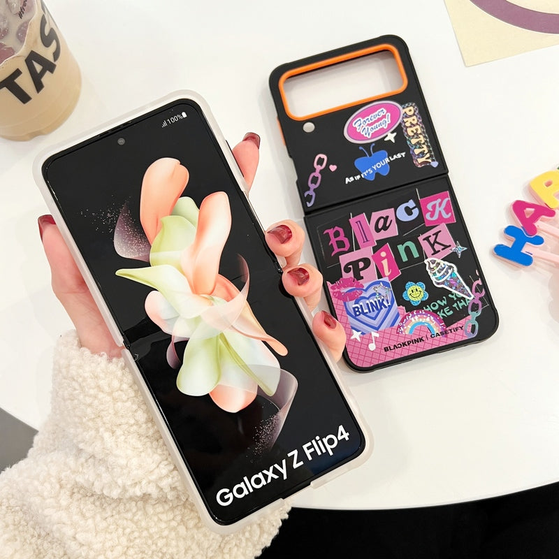 2023 New Cute Smile Pattern Shockproof Folding TPU PC Phone Cover For Samsung Galaxy z flip 4 3