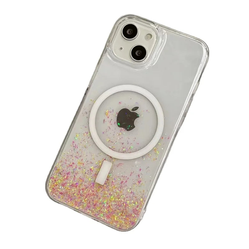 Tpu pc wireless charging clear phone case  back cover shockproof magnetic phone case for iPhone 14 13