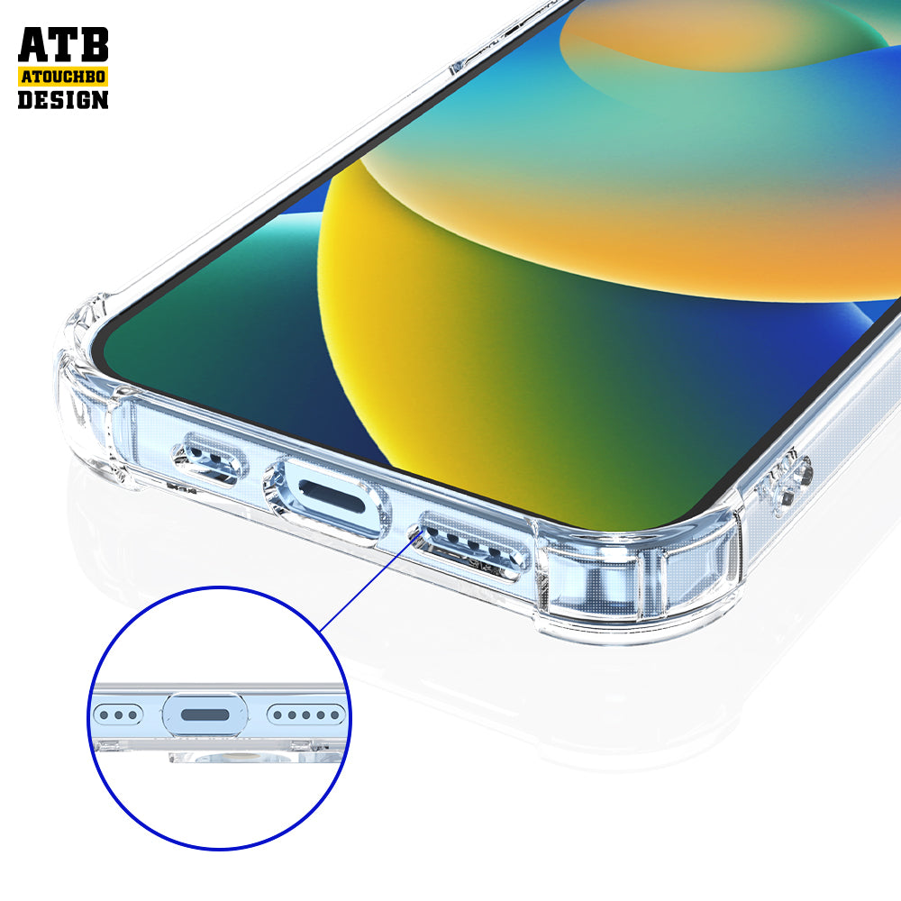 Atouchbo Original Anti Burst Transparent Shockproof Mobile Phone Hybrid TPU PC Back Cover Space Case for iPhone 13/13 Pro Max