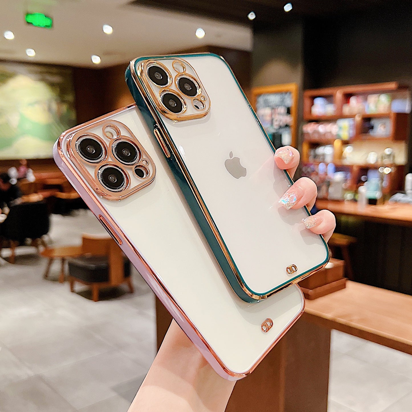 Luxury Two-color Electroplating Transparent Tpu Phone Case for iPhone 11 12 13 14 pro max Samsung S22 S21