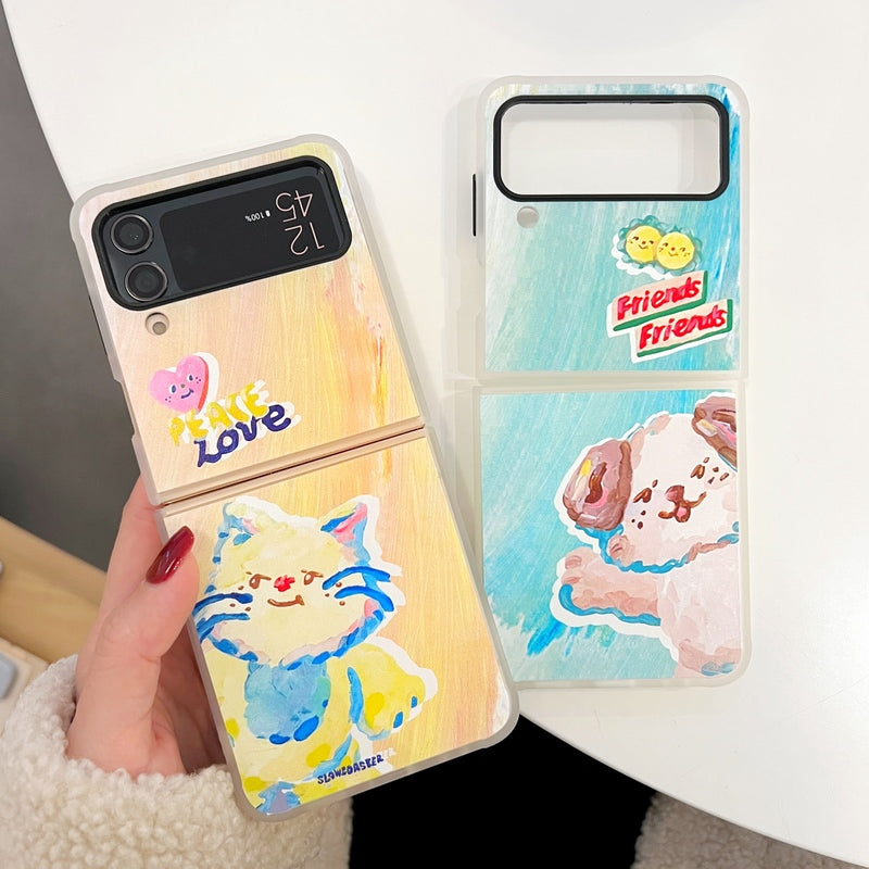 ins cute all-around protection phone case for samsung ZFLIP 3 ZFLIP 4 anti-fall tpu pc phone cover