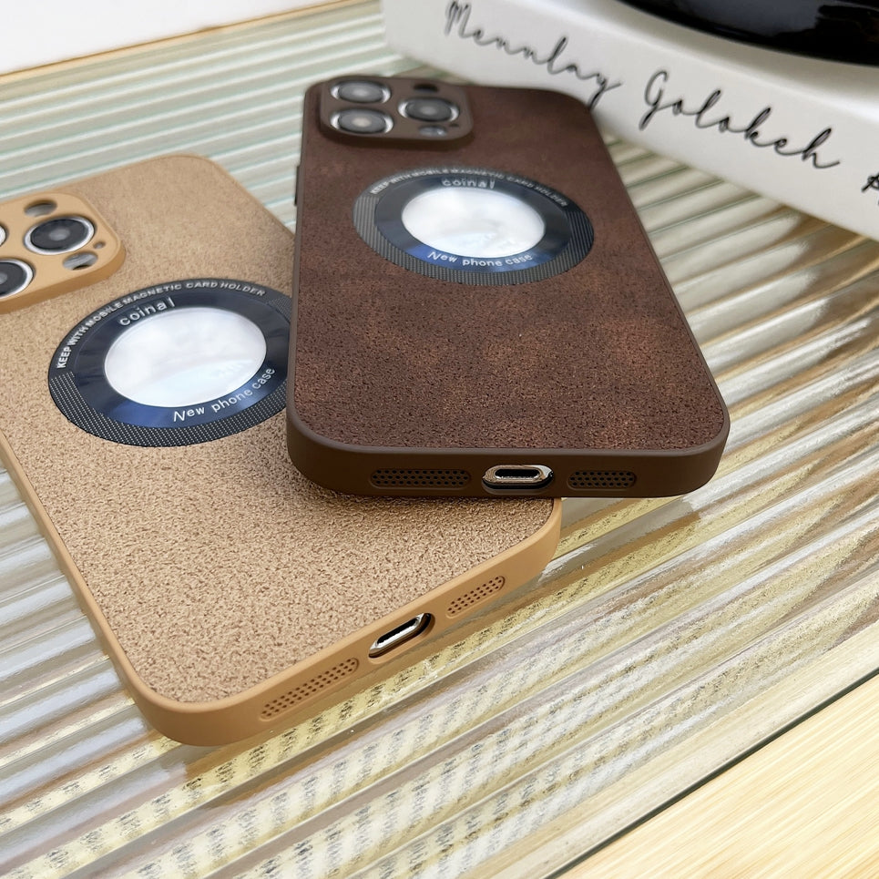ITOP Luxury Leather Clear Logo Hole Shockproof Phone Case for iPhone 11 12 13 14 Pro Max XR X XS 8 Plus Lens Protective Cover