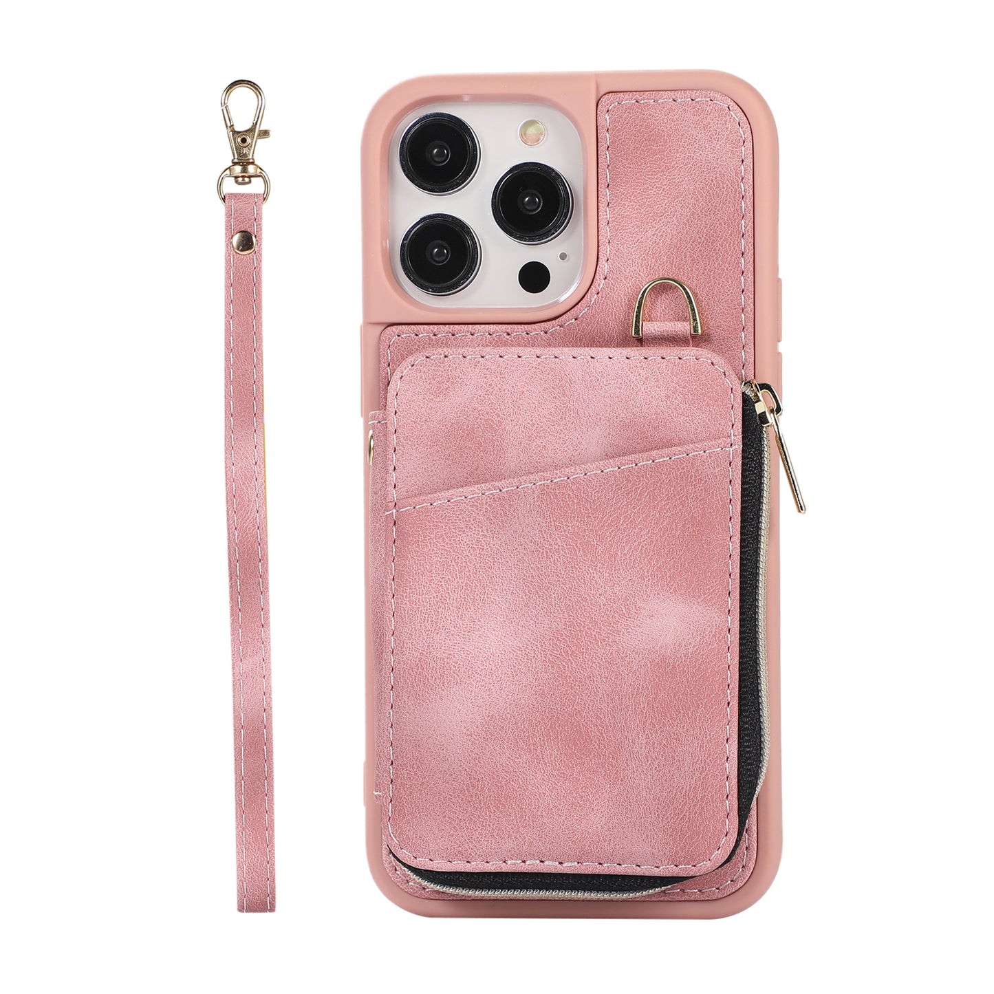 2023 New wholesale Half-zip card holder solid color for phone 12 13 14 anti-shock case for iphone
