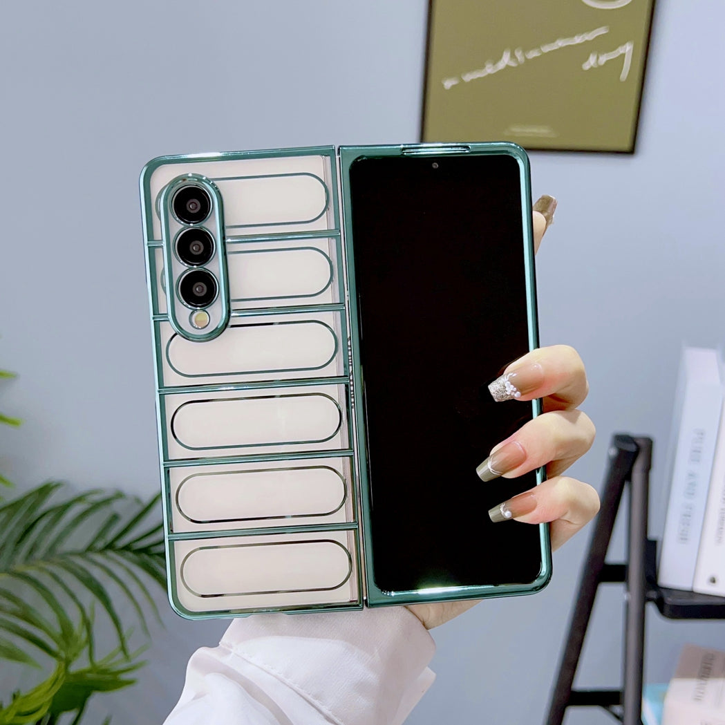 Luxury Soft Electroplated Phone Case for Samsung Z flip4 z flip3 fold w23 Z fold w22 Hollow Out Silicone Cases Cover