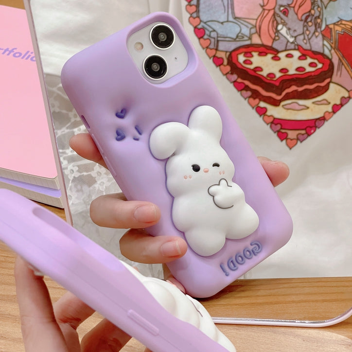 Amazon Popular 3D Rabbit Pattern Mobile Protection TPU Silicon Covers Cases For Iphone 11 14 Case 12 13 Pro Max
