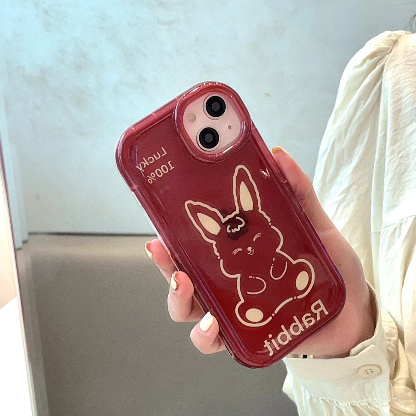 Hot Sale Square Tpu rabbit Shockproof Phone Case cute candy solid color phone case for iphone 14 pro