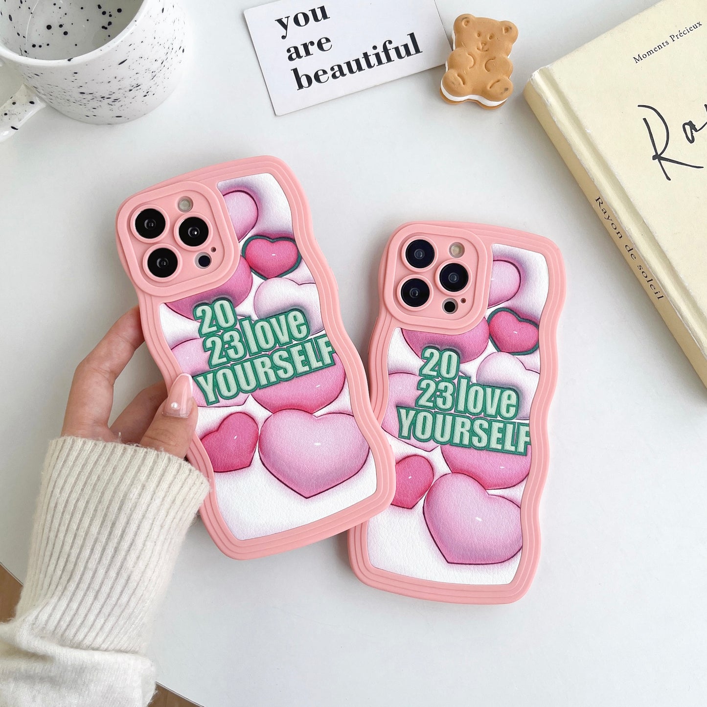 Ins Style Wave Pattern Plane 3d Love Heart Phone Cover For Iphone 7 X Xp Xs 11 12 13 14 Plus Pro Max Case