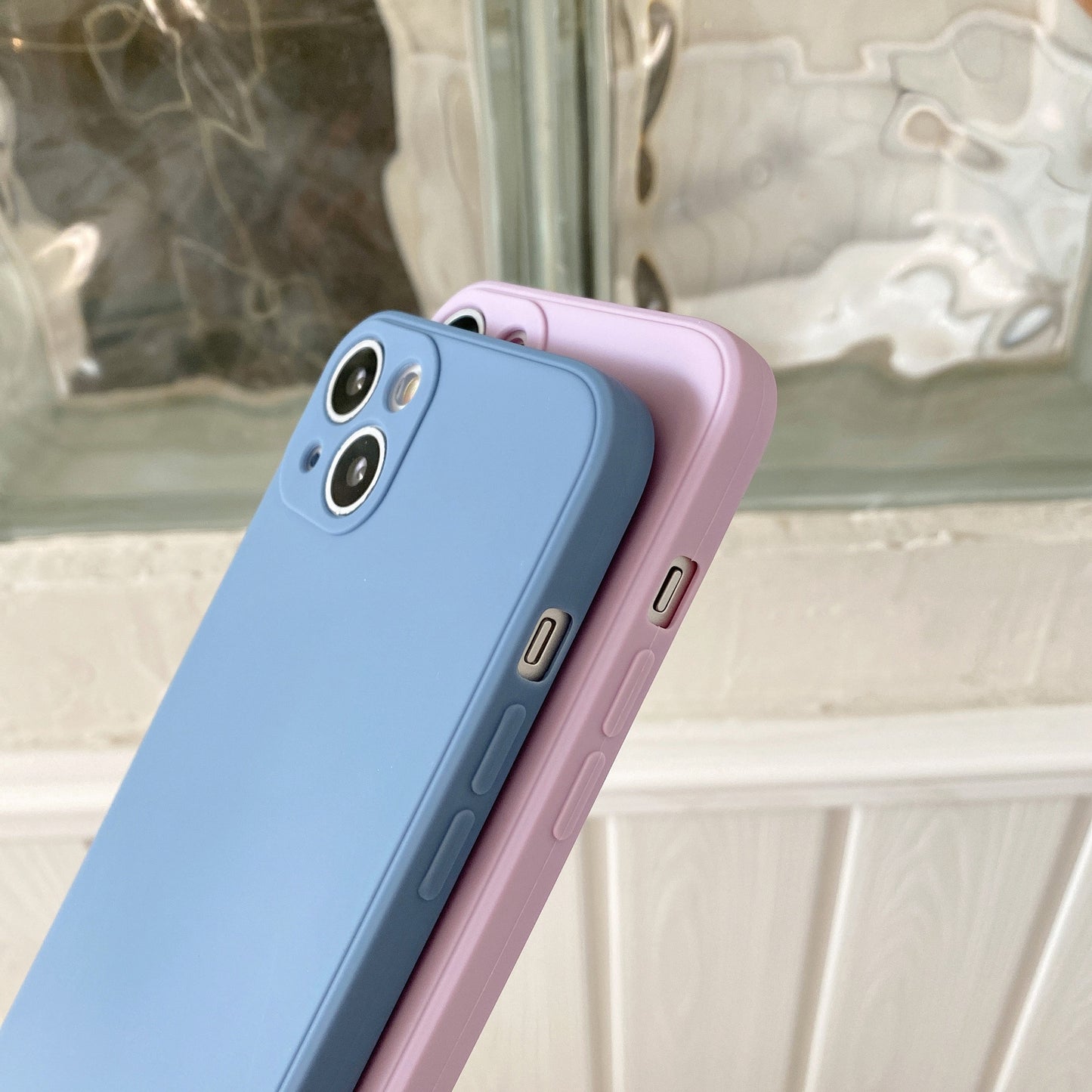 2023 Fashion Style Tpu Phone Case Beauty Pure Solid Color Mobile Phone Case Frosted Straight Edge Phone Case For Iphone