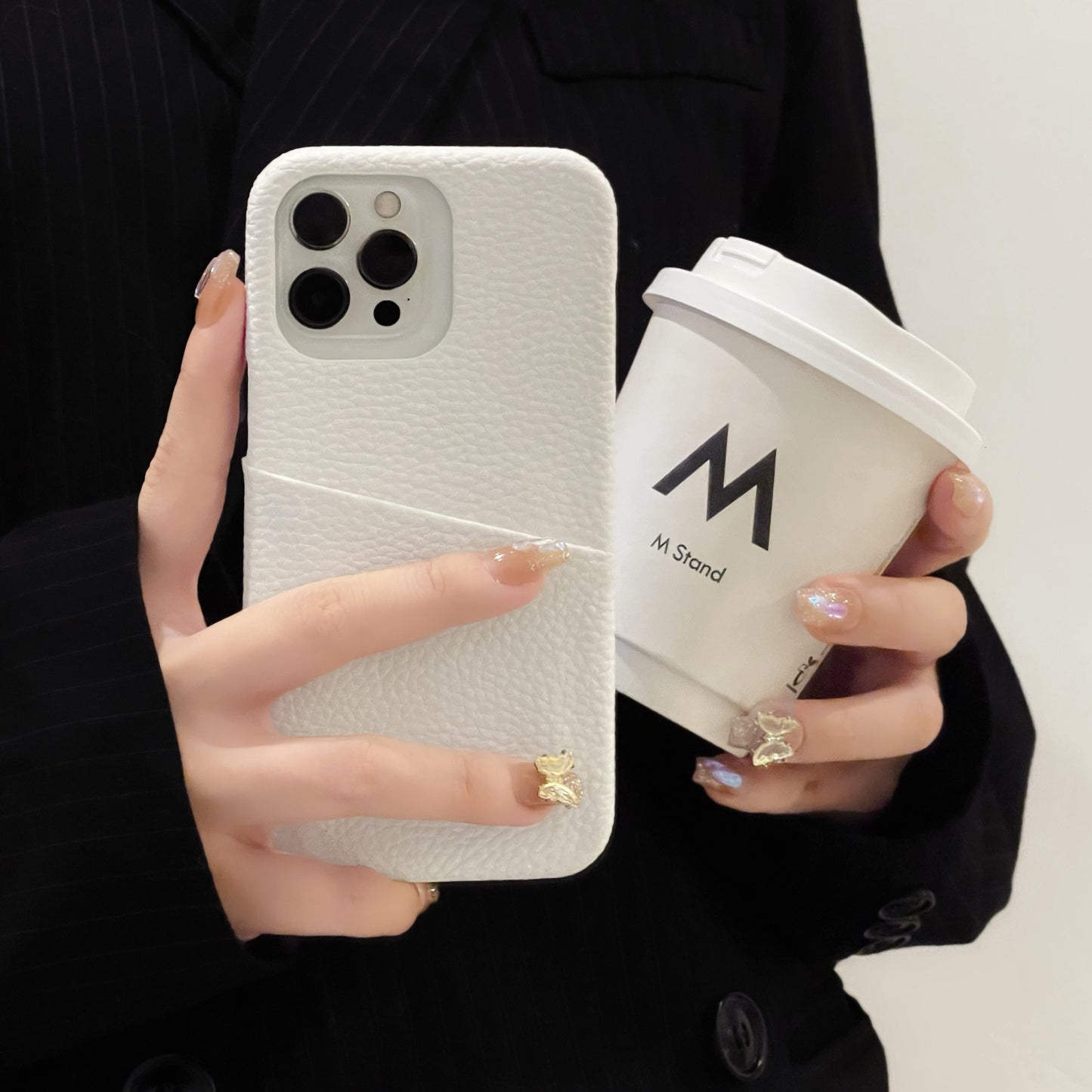 Ins Style Interesting Lychee Pattern Card Holder Iphone Case For 12 13 14 14 Pro 14 Pro Max