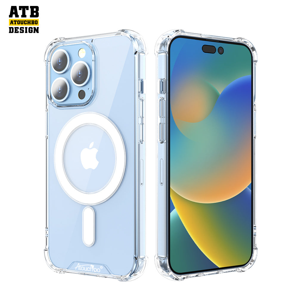 Atouchbo Gorilla Transparent Armor Mag Safe Phone Case 14 1.5mm Tpu PC Cover For Iphone 13 Xs Max Xr 11 12 14 Pro Max Cases