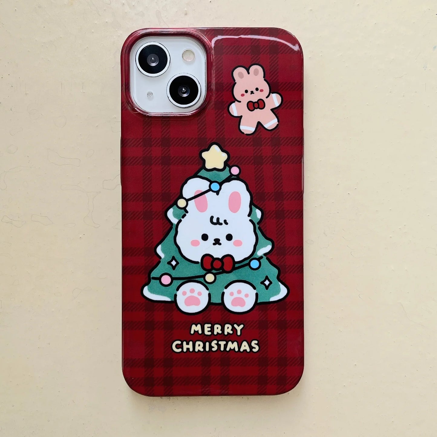 High quality vintage Christmas bunny red phone shell Silicone shockproof Phone Case for iPhone 14