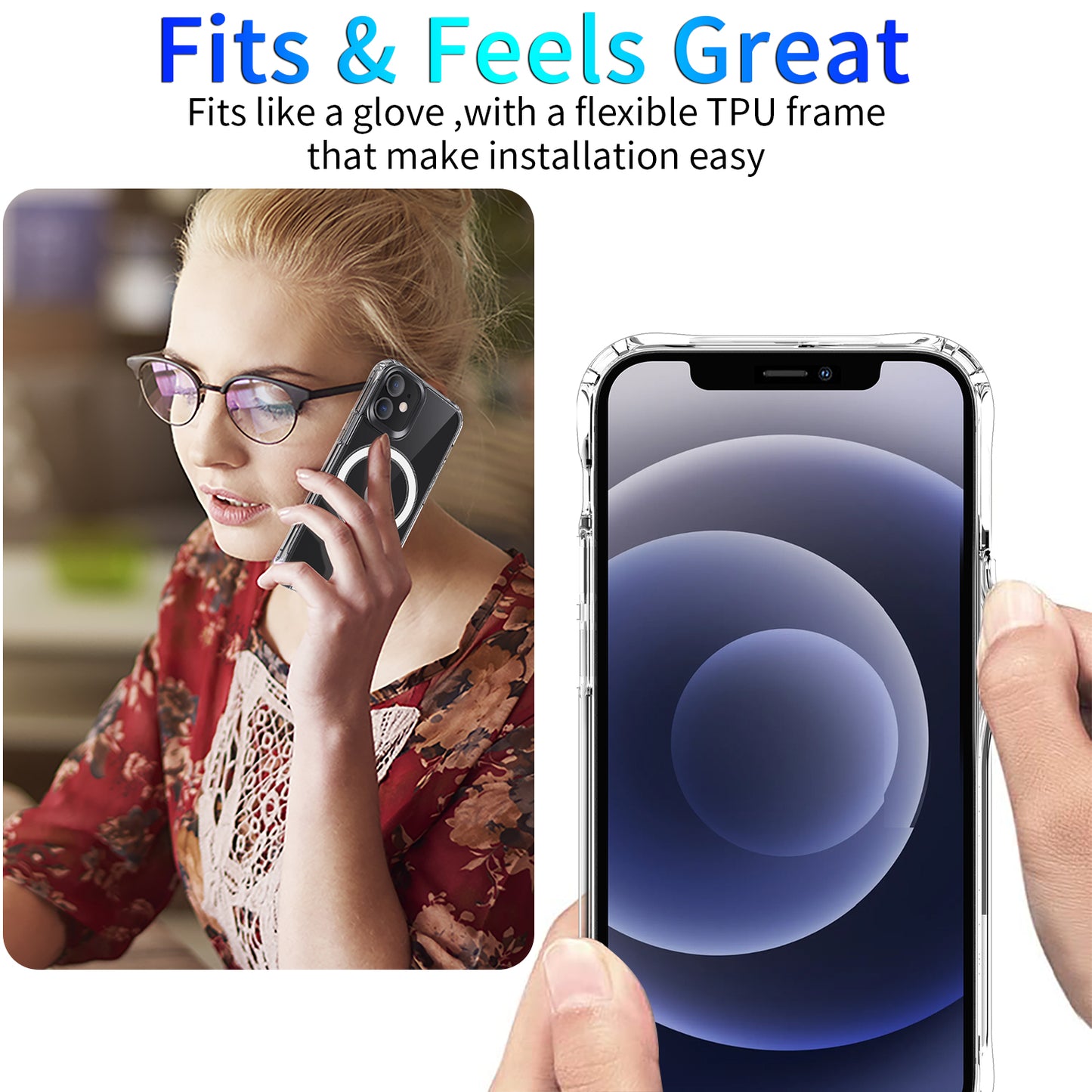 New magnetic transparent mobile phone Cover case Wireless Charging Clear Shockproof Phone Case for iPhone 14