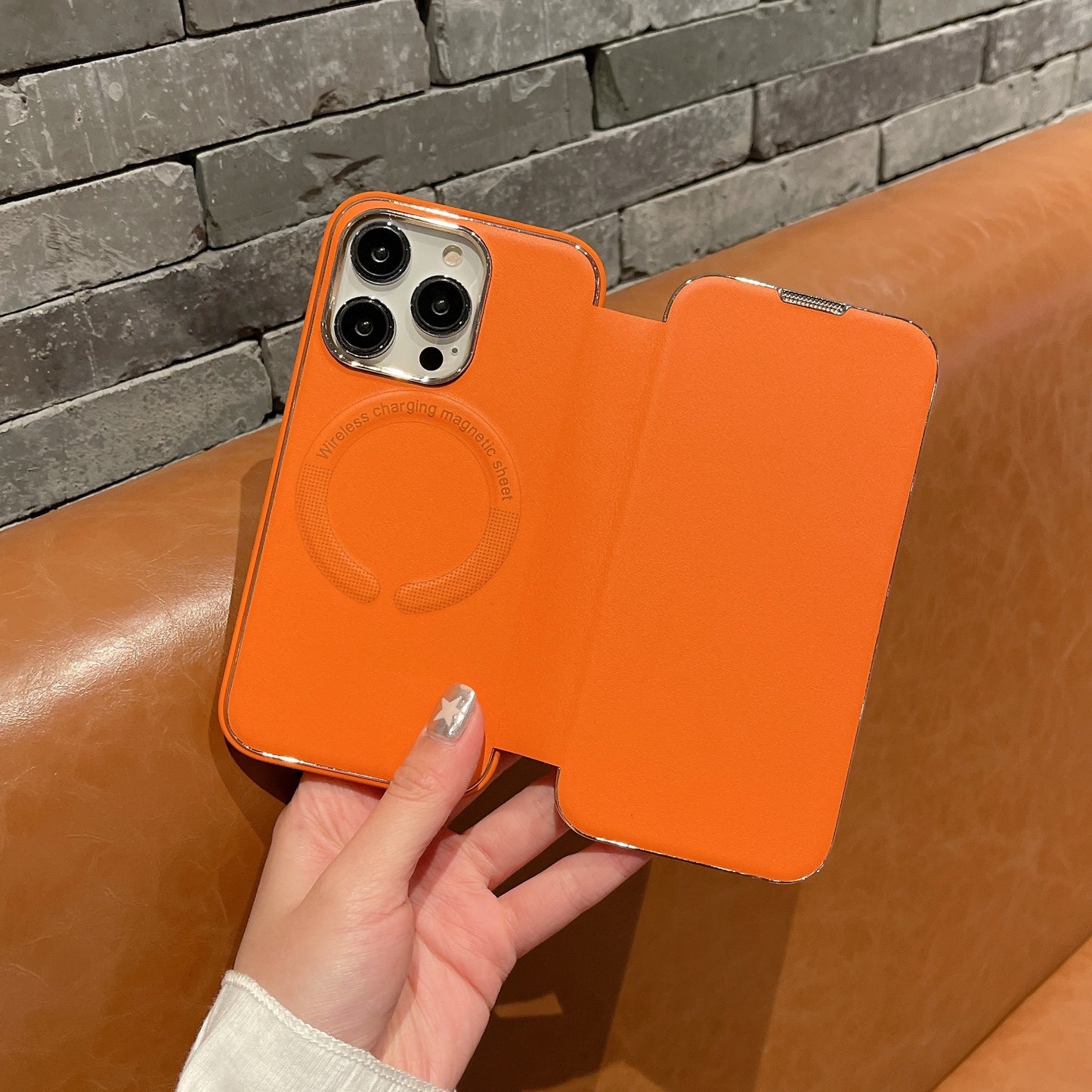 2023 Luxury Hybrid Mobile Leather High Quality Magnetic Charge Shockproof Cell Phone Back Cover For iPhone 14 Plus Pro Max
