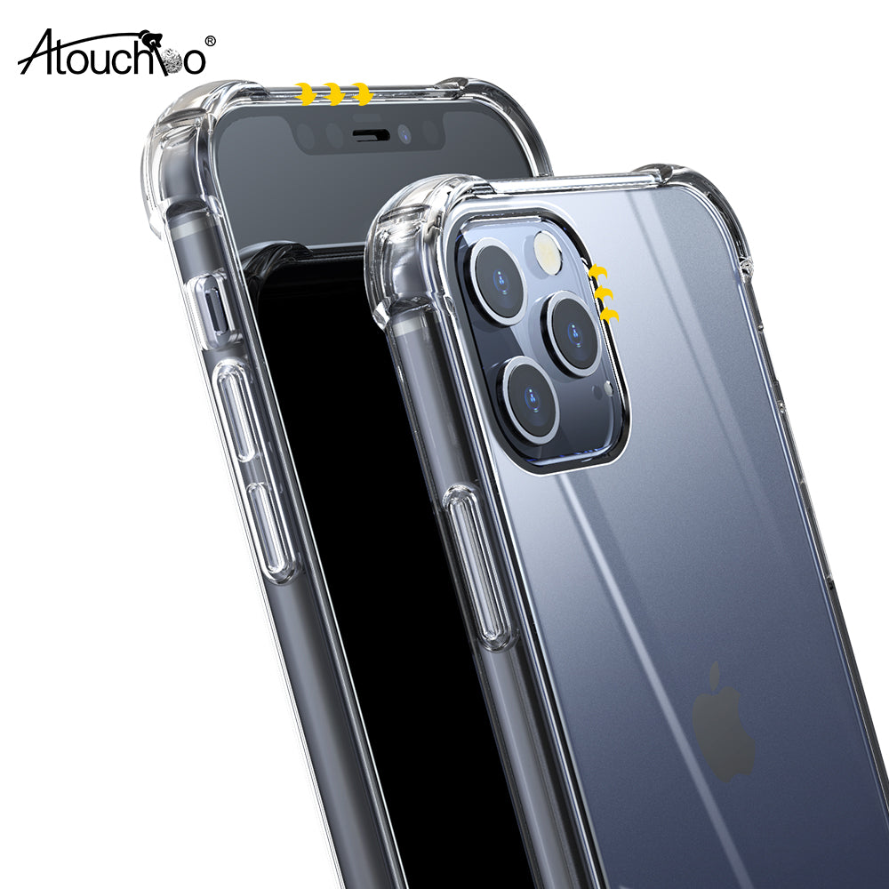 Atouchbo Clear Shockproof Phone Case for iPhone 12 Pro Max Transparent Mobile Back Cover for iPhone 12