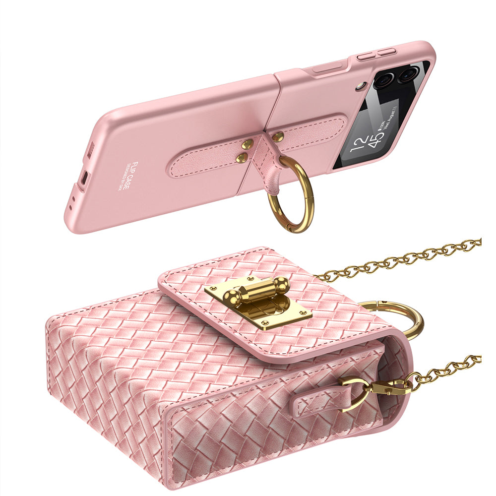 Mini women's woven small backpack phone case z flip 4 case for samsung galaxy z flip 4 cases