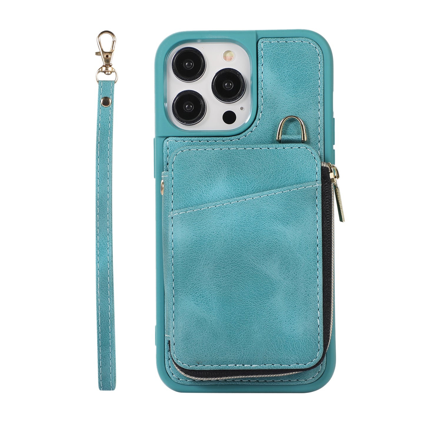 2023 New wholesale Half-zip card holder solid color for phone 12 13 14 anti-shock case for iphone