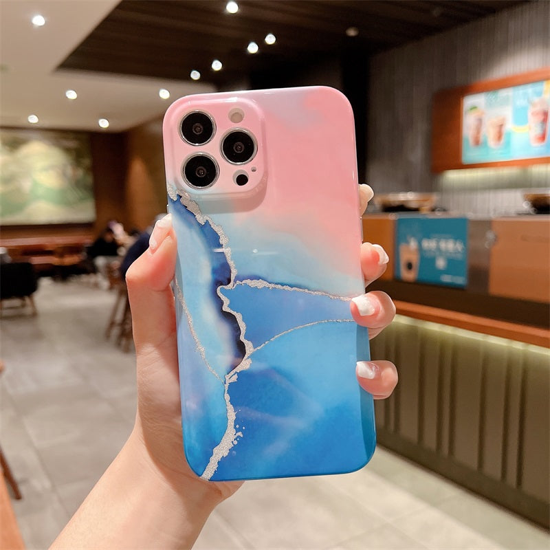 New Arrival Glittecartoone Phone Case Wwaterproofgradient Phone Marble Case Pro Max Soft TPU 13 14 Flat for Iphone 11 12 PC ITOP