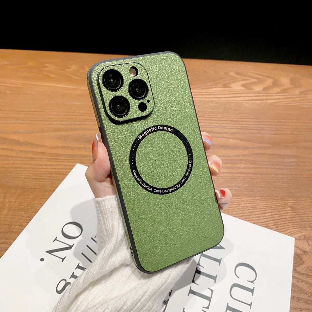 Suitable For iphone 14PRO phone case litchi peel For Apple 13 PROMAX Magnetic protective sleeve