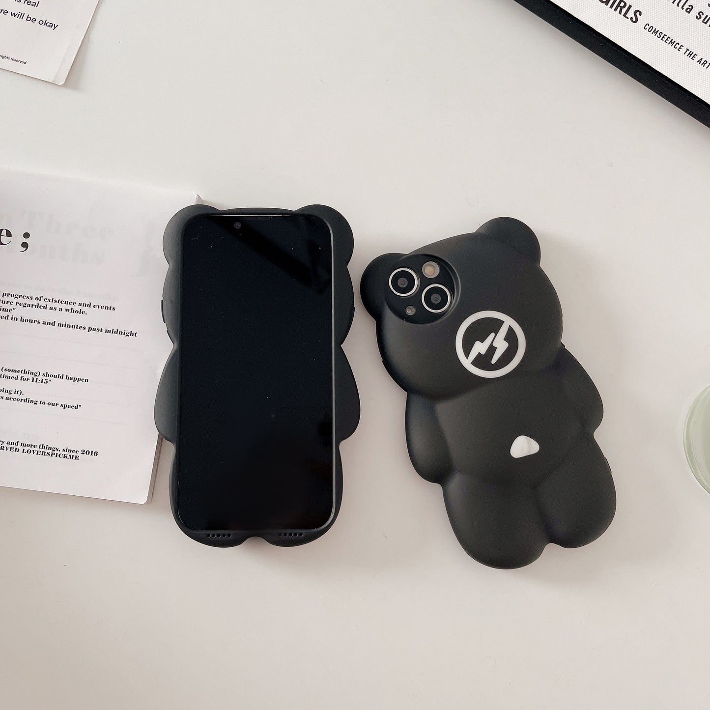 Lightning Bear Water Sticker Mobile Phone Case With Cartoon Style For Iphone 11 12 13 14 Plus Pro Max