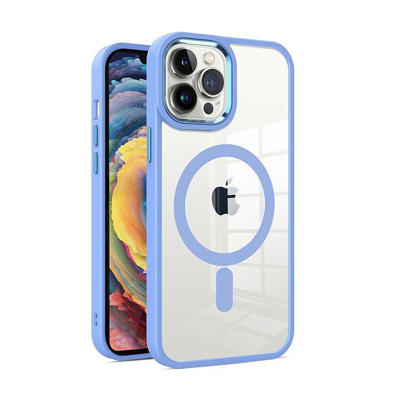 colorful magnetic clear case strong metal buttons shockproof slim protective phone cover for iphone 11 pro max