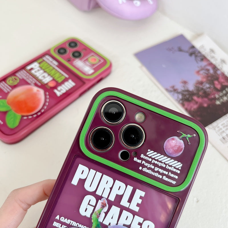 Free Samples High Quality 2 In 1 Peach Grape Mobile Phone Case For Iphone 14 Plus 13 12 Pro 11 With Rope