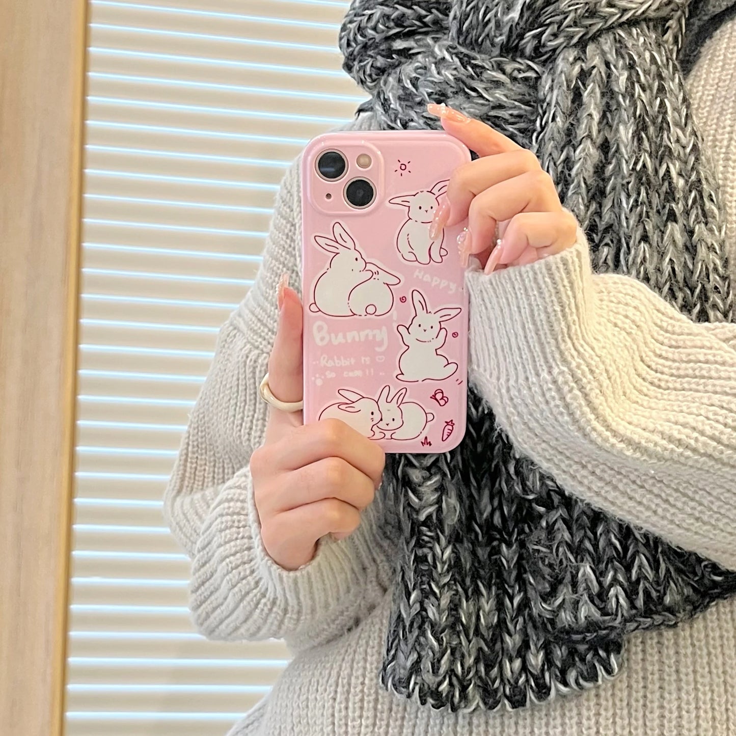 Hot Sale Cute Solid Color Cellphone Shell Rabbit pattern silicone phone case for iphone 14