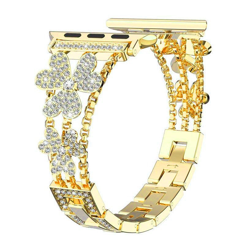 2023 New Designs Clover Studded diamonds 20mm Metal Watch Band for Apple Watch Band luxury 38/40/41MM/42/44/45MM