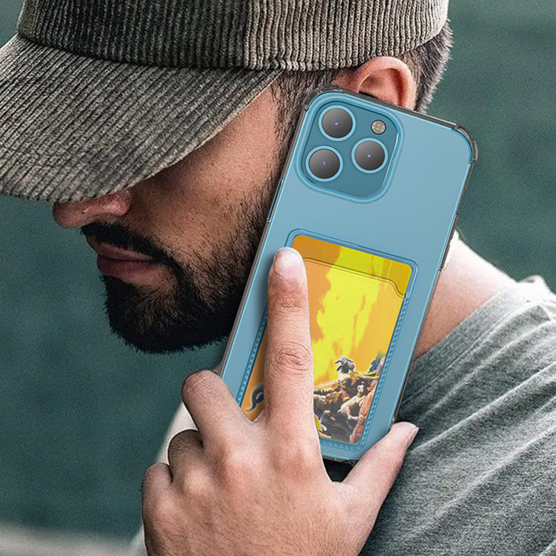 transparent shockproof tpu with insert card slot back cover phone case for iphone 11 pro max