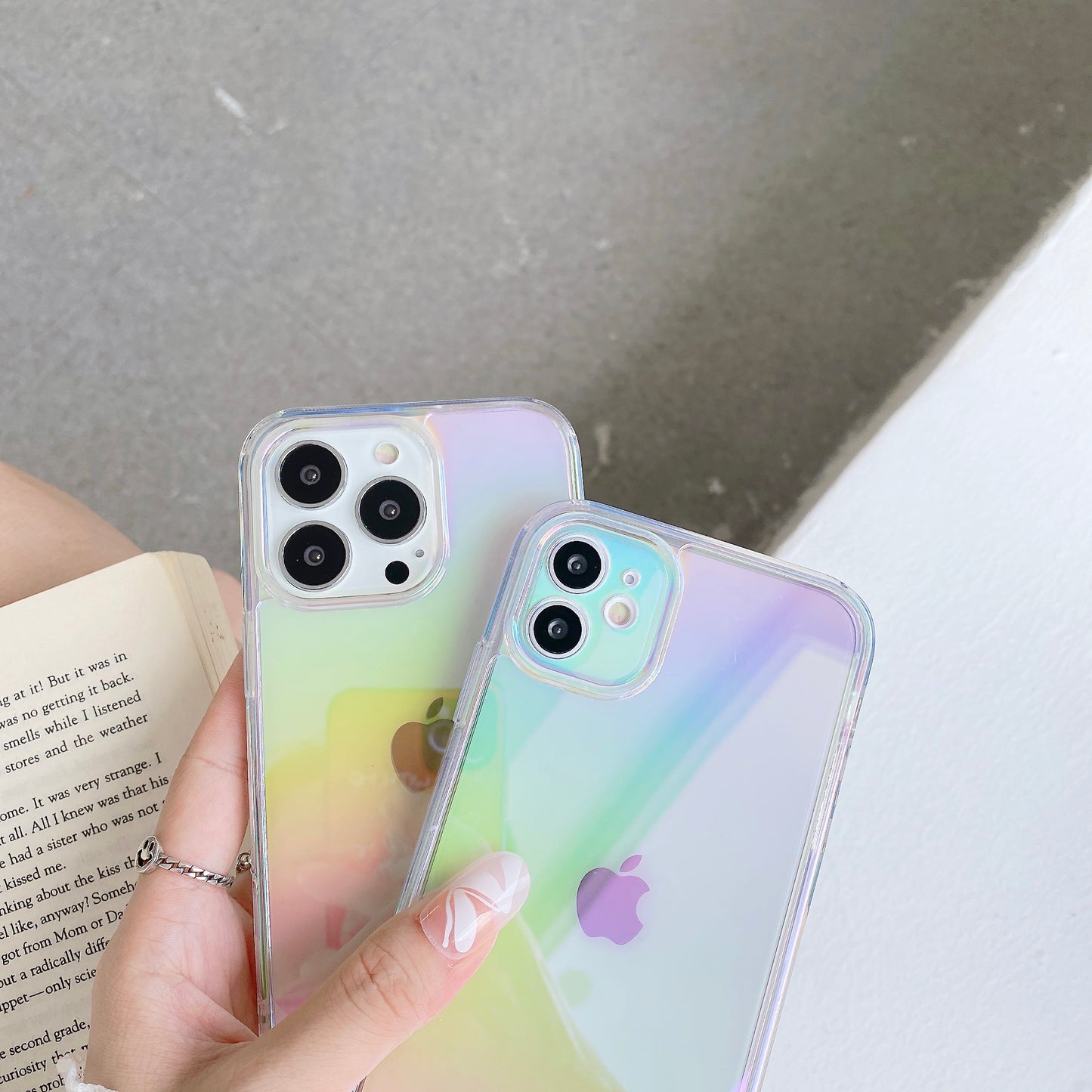 Clear Gradient Rainbow Cover Laser Transparent Soft Acrylic Phone Cases for Samsung, iphone, huawei