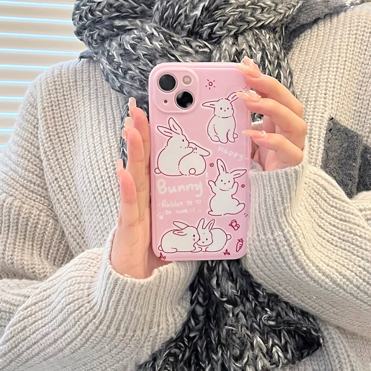 Hot Sale Cute Solid Color Cellphone Shell Rabbit pattern silicone phone case for iphone 14