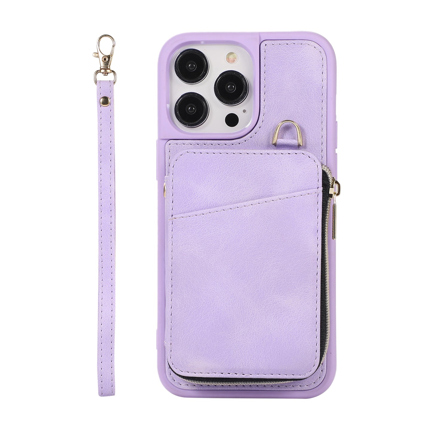 2023 New wholesale Half-zip card holder solid color for phone 12 13 14 anti-shock case for iphone