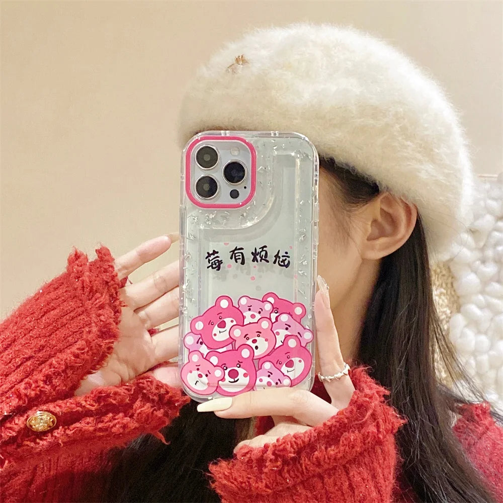 Ins Cute Rubber Cartoon Case With Four Corners For iphone 12 pro Anti Drop Bumper Cover For iphone 14 pro max Soft Case