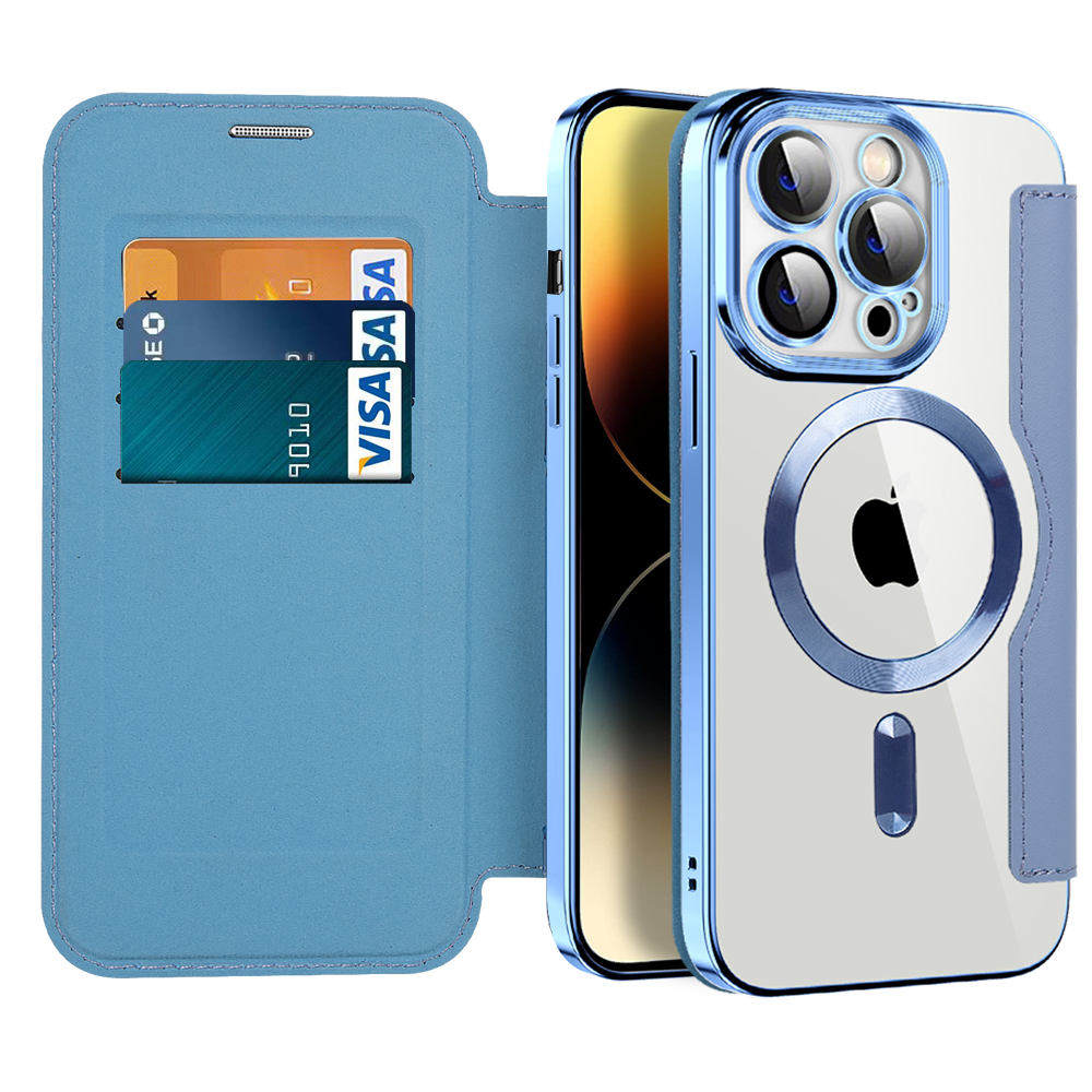 Luxury Magnetic Electroplated Leather Wireless Charging Mobile Phone Case & Bag Pouch For iPhone 14 13 Pro Max Phone Cover Cover