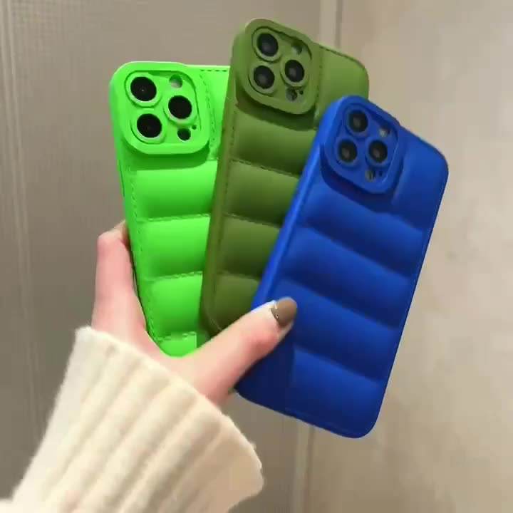 Fashion Custom Soft Touch Puffer Down Jacket Phone Case Cover for iPhone 14 13 12 11 Pro Max X XR XS