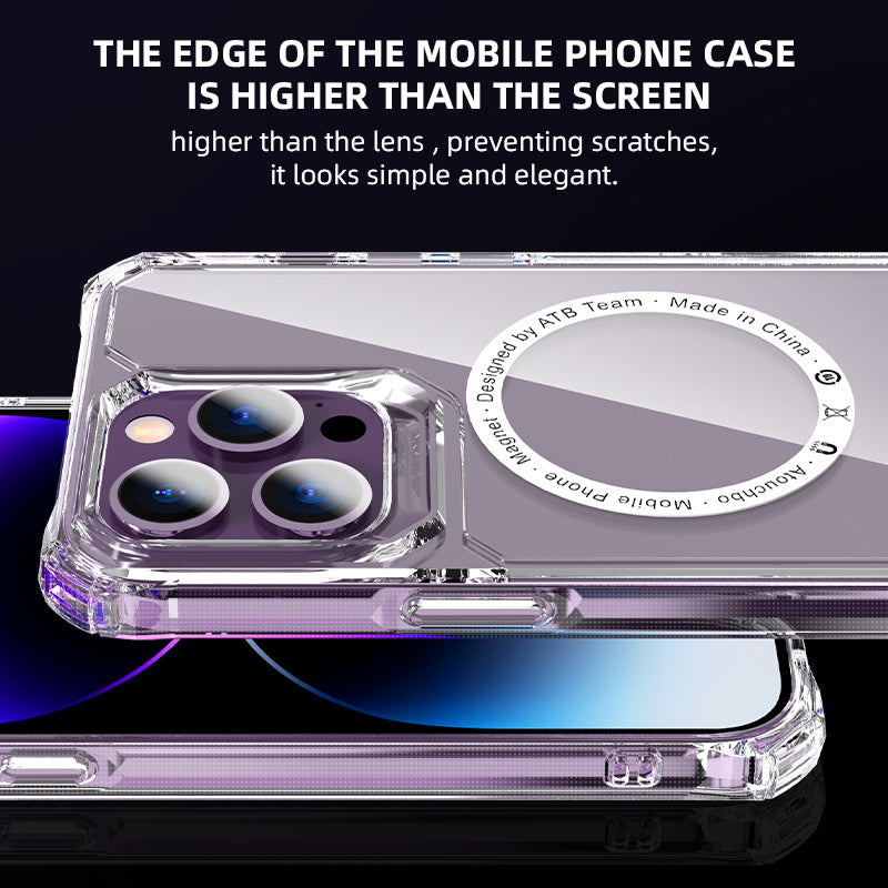 Luxury Magnetic Wireless Charging case clear hard tpu transparent iphone case for iphone 13