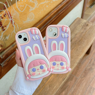 Candy Bunny Girl Tpu Silicone Phone Case With Cartoon Style For Iphone 11 12 13 14 Plus Pro Max
