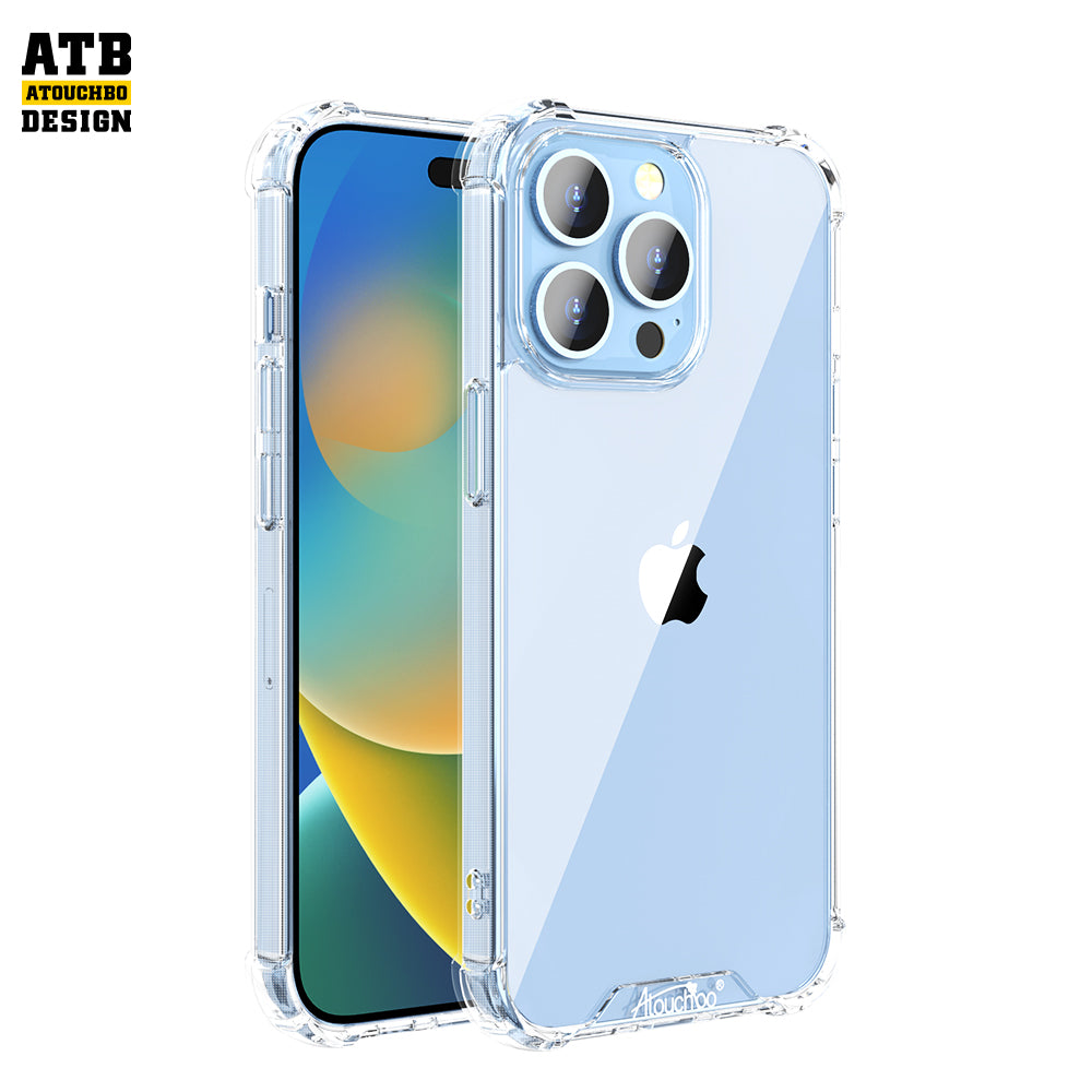 Atouchbo Original Anti Burst Transparent Shockproof Mobile Phone Hybrid TPU PC Back Cover Space Case for iPhone 13/13 Pro Max