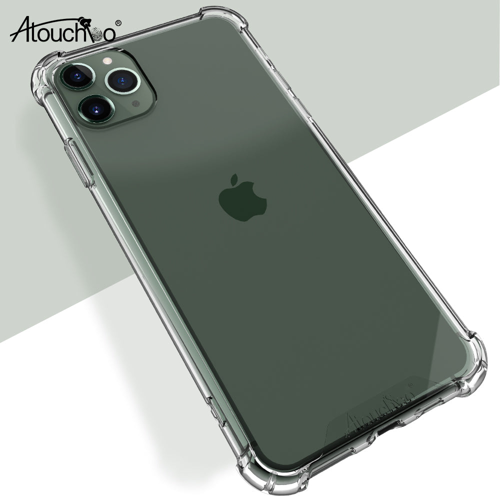 Atouchbo Clear Shockproof Phone Case for iPhone 11 Pro Max New TPU Bumper PC Back Phone Cover for iPhone 12 Series 5.4 6.1 6.7