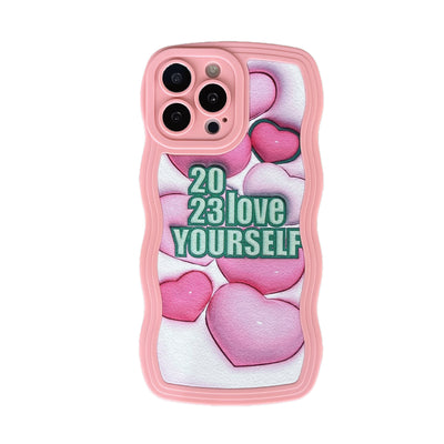 Ins Style Wave Pattern Plane 3d Love Heart Phone Cover For Iphone 7 X Xp Xs 11 12 13 14 Plus Pro Max Case