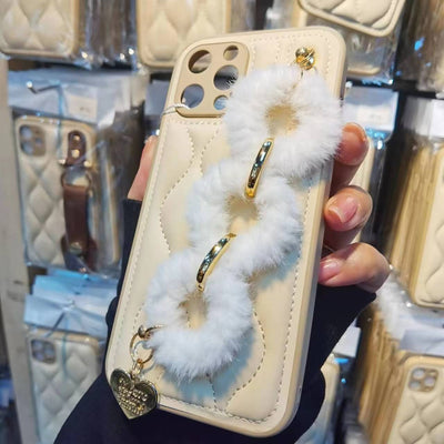 New shockproof shiny  Down material wool chain design soft tpu phone case for iphone 11 Promax
