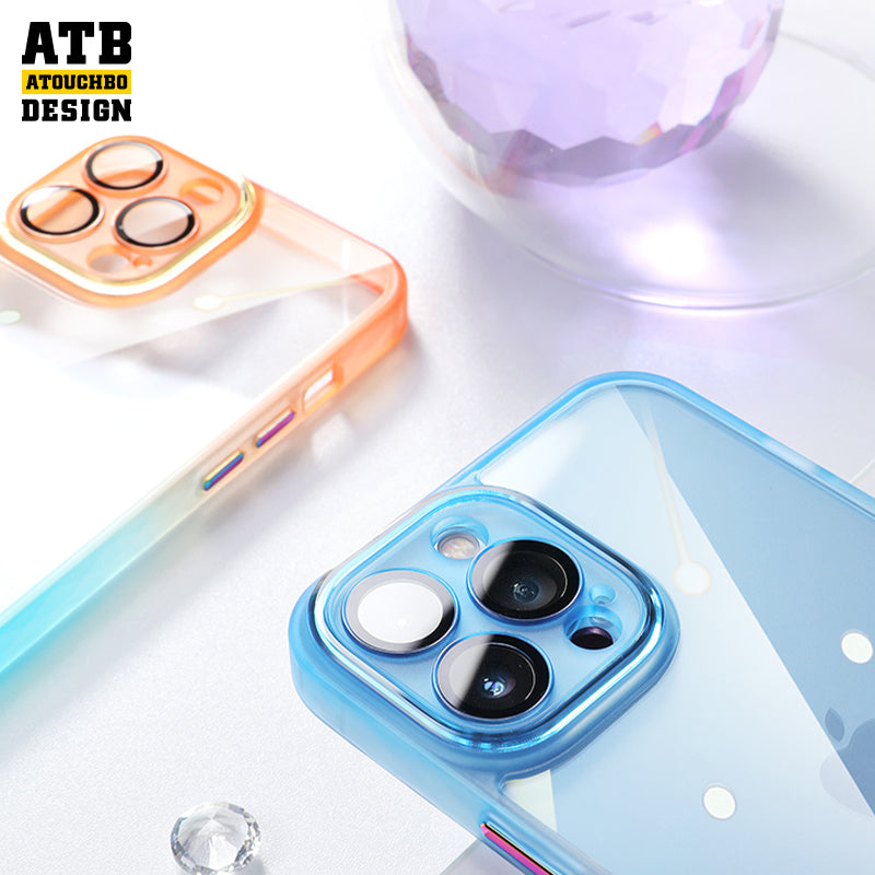 Atouchbo diamond border series sublimation pc case gradient color phone cover for iphone 11 12 13 14 pro max